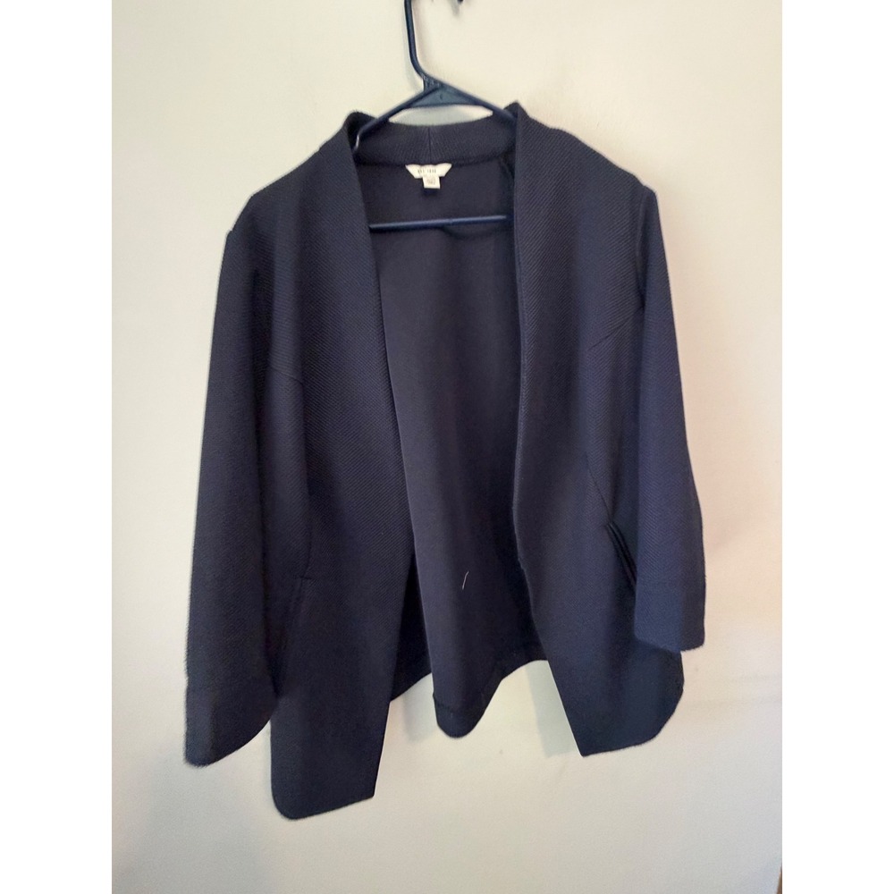 Est. 1946 Womens Navy Blue Textured Waffle Knit Open Front Blazer Jacket 16W